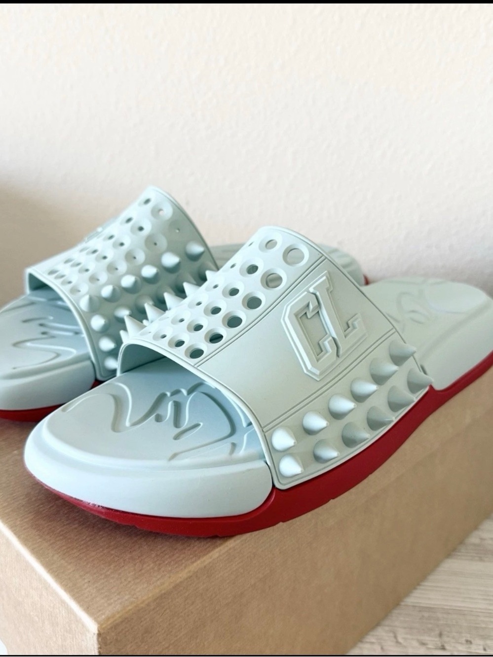 Christian Louboutin Iceberg Rubber Take It Easy Flat ICEBURG BLUE size 45 BNWT